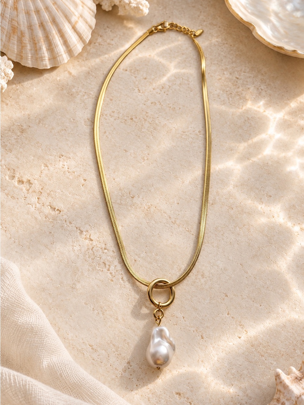 Gold Pearl Drop Necklace - Women Jewelry